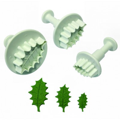 PME Plunger Cutter - Veined Holly Leaf - Set of 3 Small