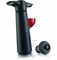 Vacu Vin Wine Saver Pump with 1 Bottle Stoppers - Black
