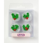 Christmas Holly and Berry Sugar Decorations