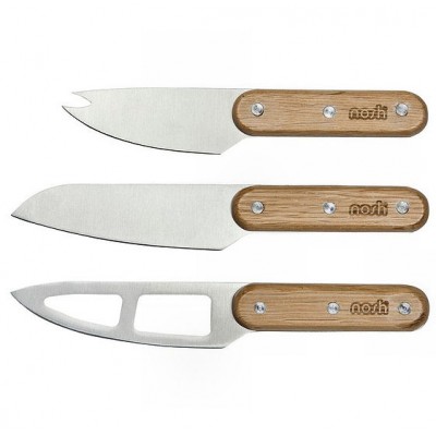 Nosh 3pc Oak Handled Cheese Knife Set