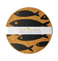 Liga Set of 4 Cork Placemats Grey Fish