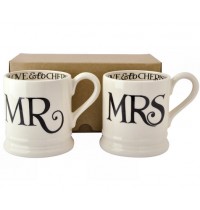 Emma Bridgewater Black Toast Mr and Mrs Set of 2 Mugs (boxed)